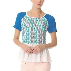 Rebecca Minkoff Corrine Silk Georgette Peplum Top - Size 2